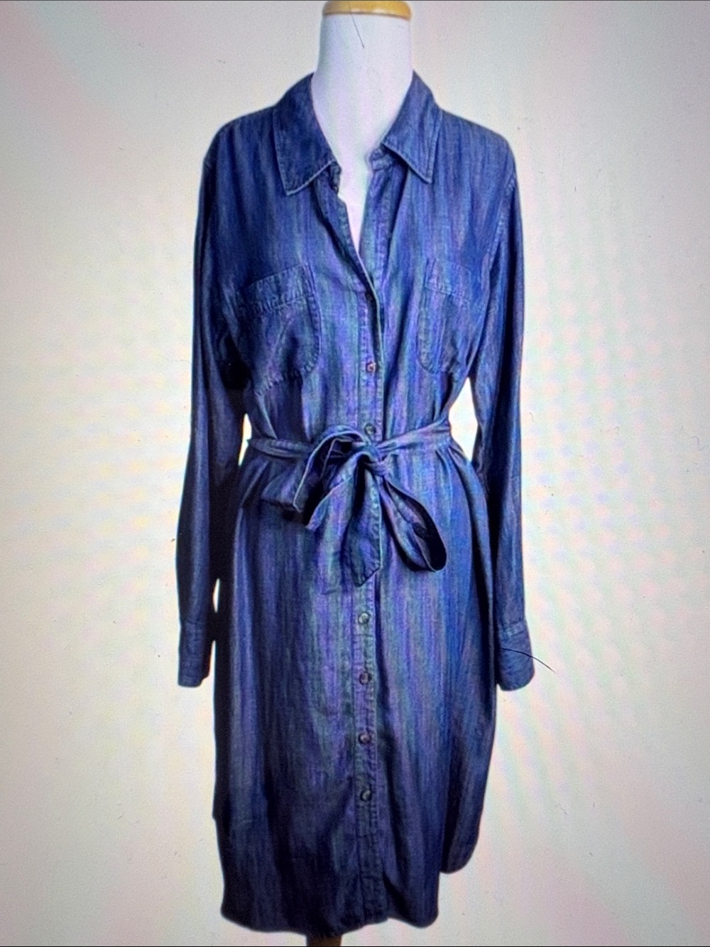 Soft Surroundings Chambray Belted Short Dress Size Medium
